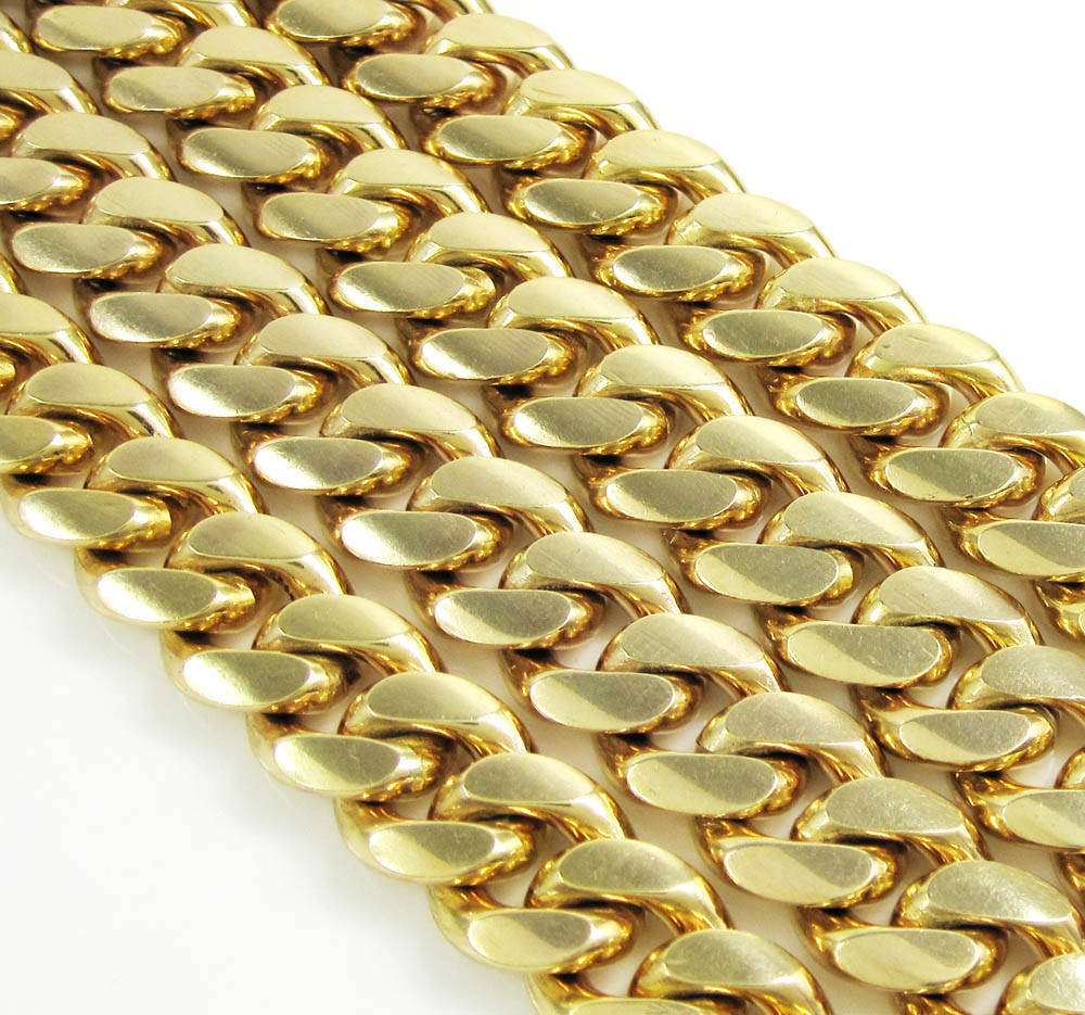 10k yellow gold thick miami link chain 20-40 inch 10.5mm