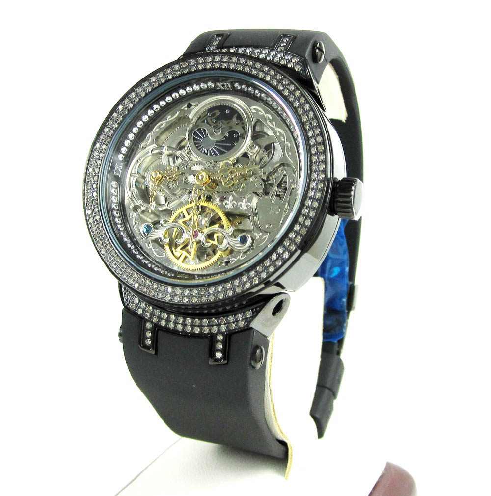 Joe rodeo master black automatic diamond watch 2.20ct