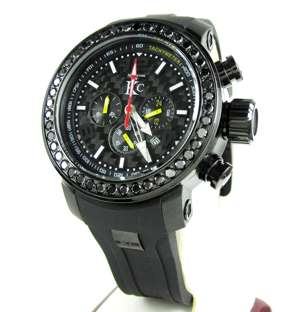 Techno Com KC Black Diamond Carbon Fiber Watch 3.50CT