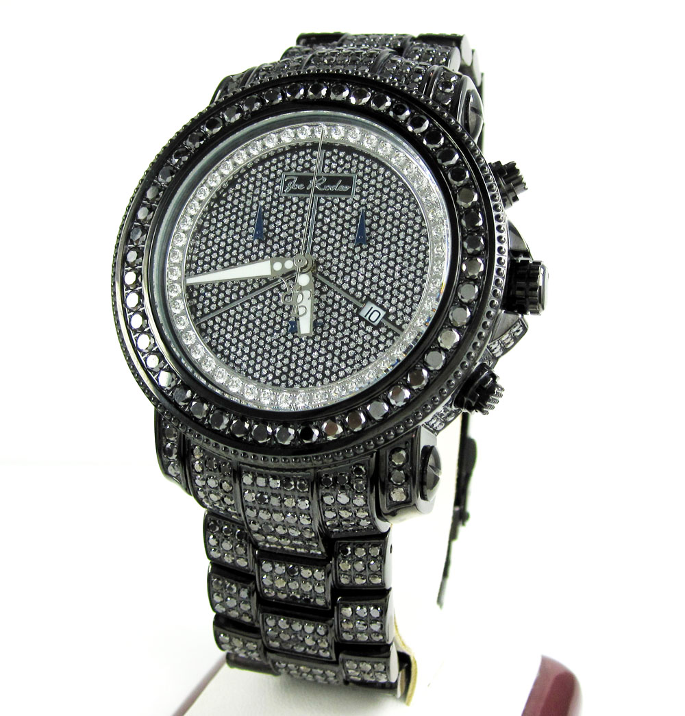 iced out black diamond watch