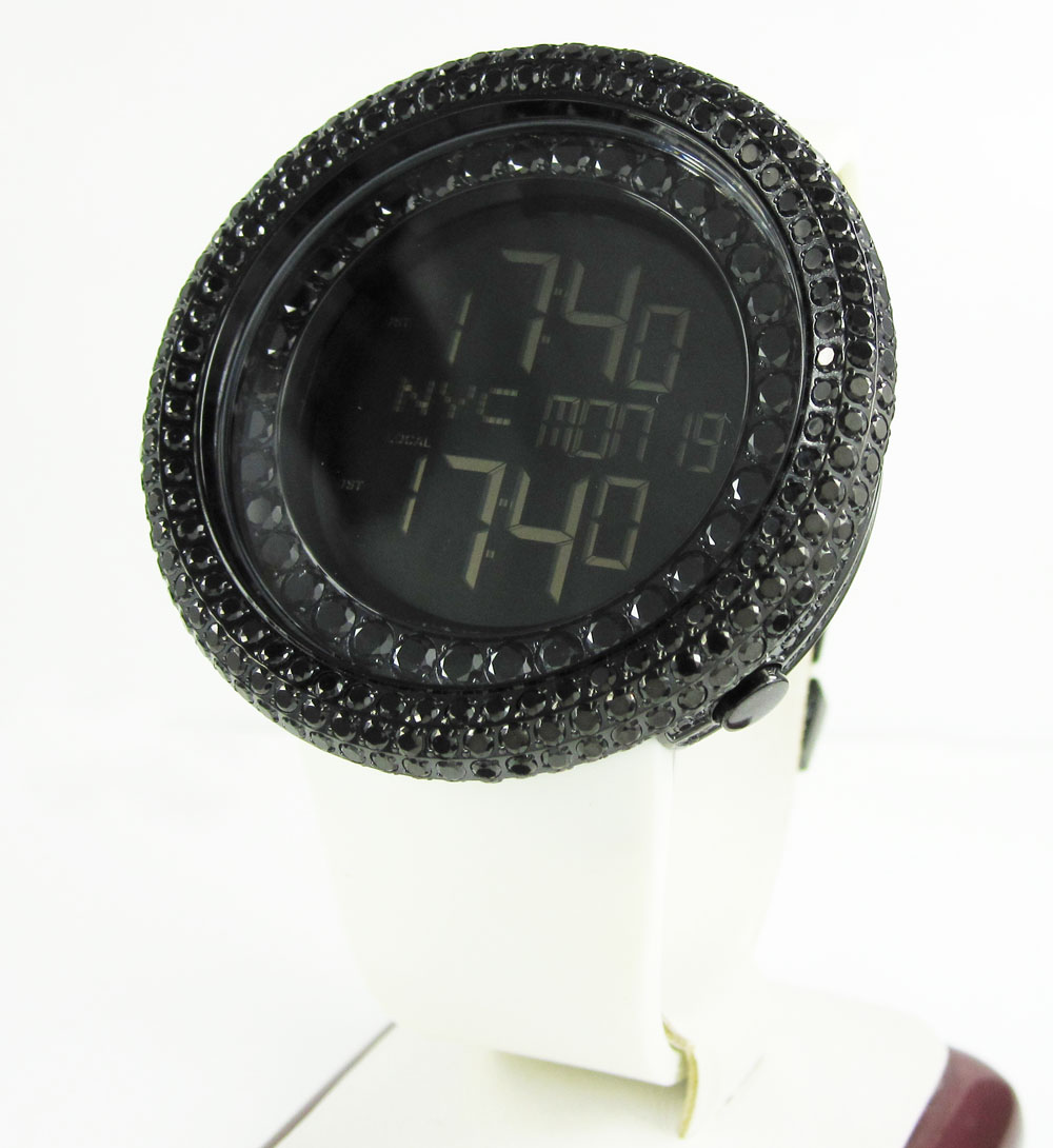 Mens black cz jojino digital watch 10.00ct