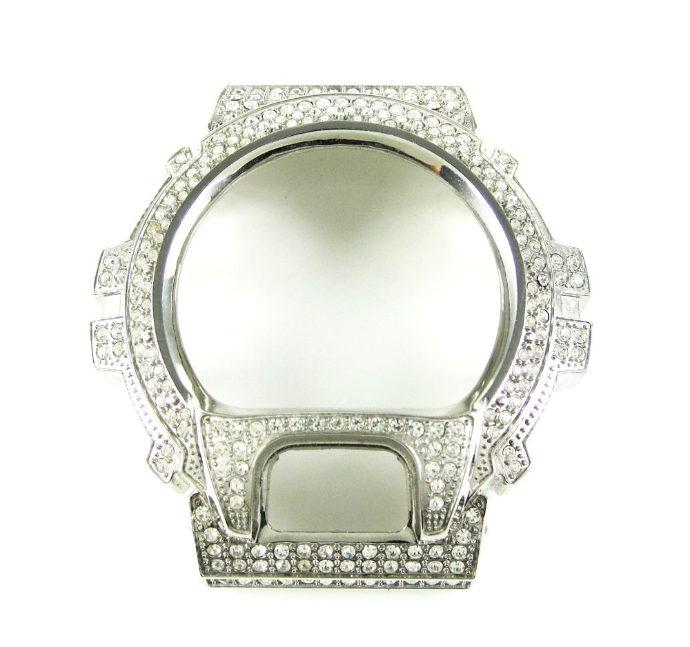 White stainless steel cz g-shock case dw-6900 3.00ct
