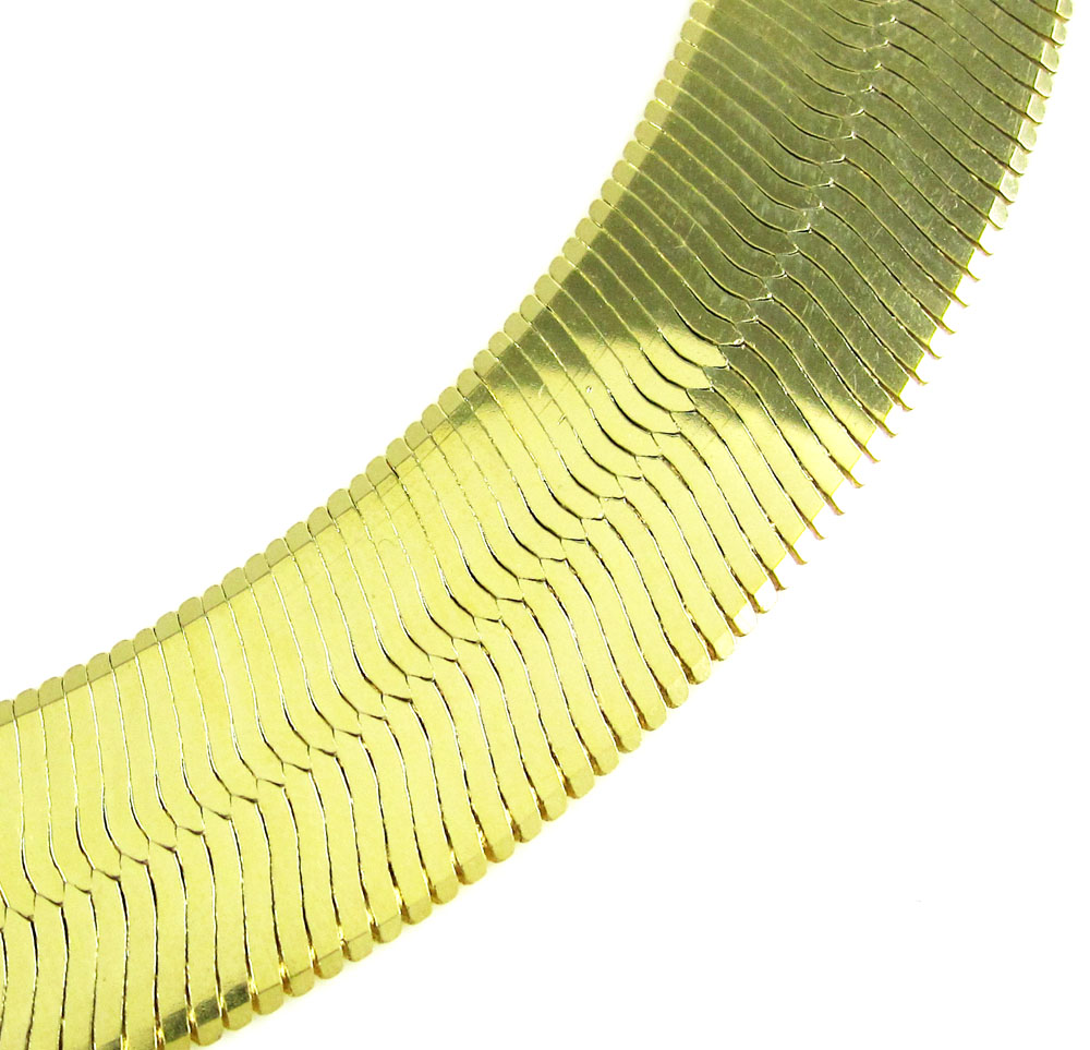 10k yellow gold wide herringbone chain 24 inch 15mm