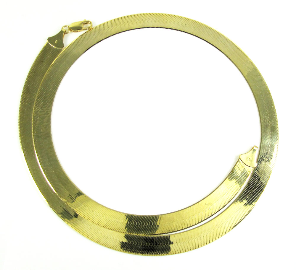 10k yellow gold herringbone chain 24 inch 7.75mm