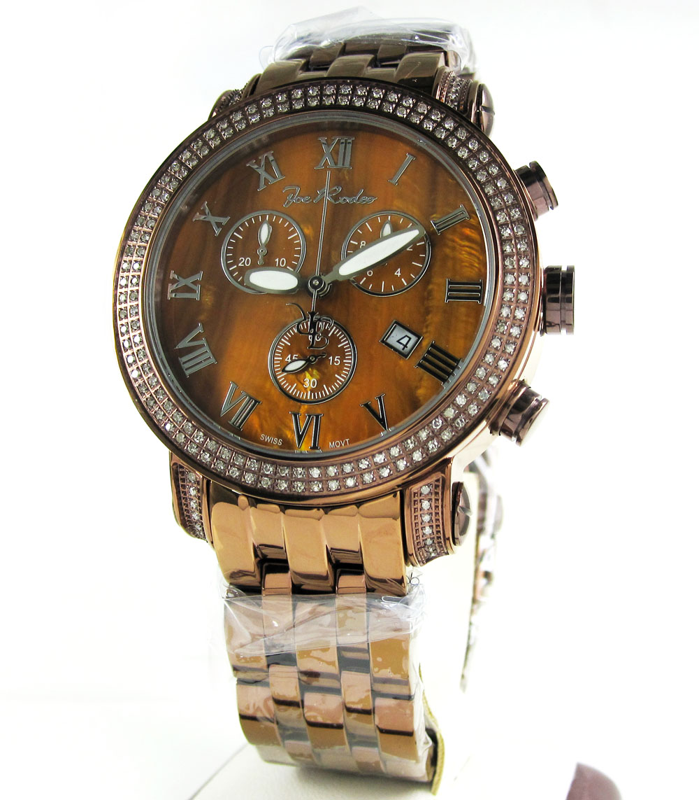 Mens Joe Rodeo Copper Finish Steel Diamond Classic Watch 1.75CT JCL200