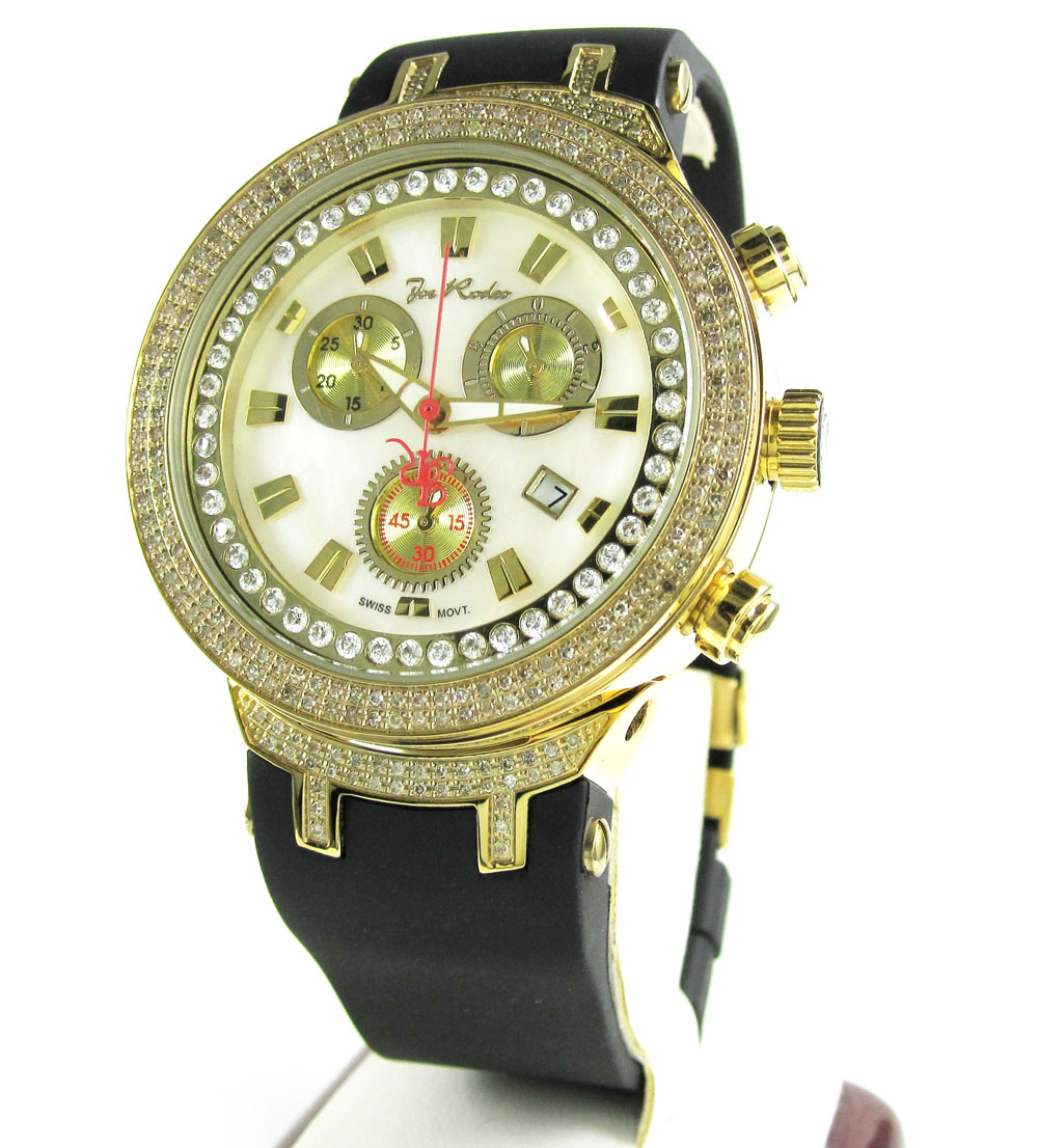 Buy Mens Joe Rodeo Yellow Stainless Steel Diamond Master Watch 2.20ct ...