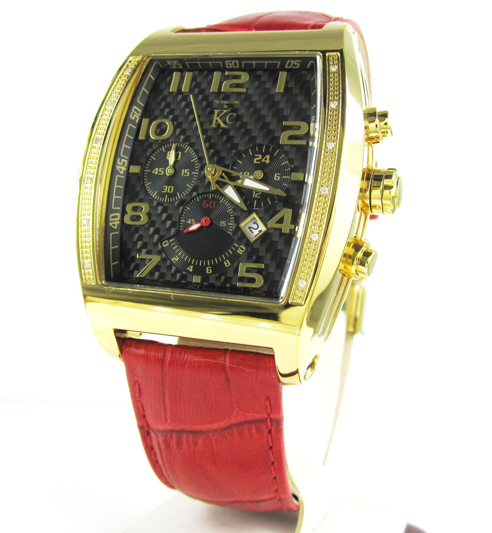 Techno com kc black carbon fiber diamond watch 0.15ct
