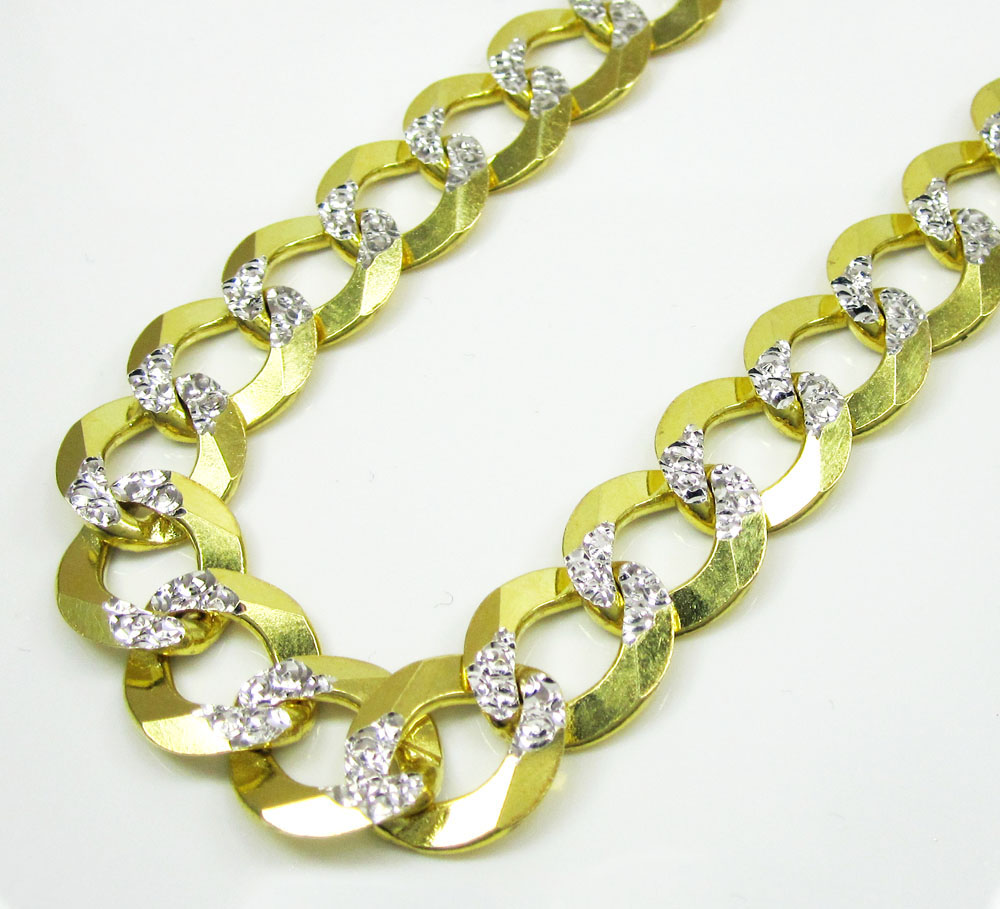 10k yellow gold diamond cut cuban chain 20-36 inch 12.5mm