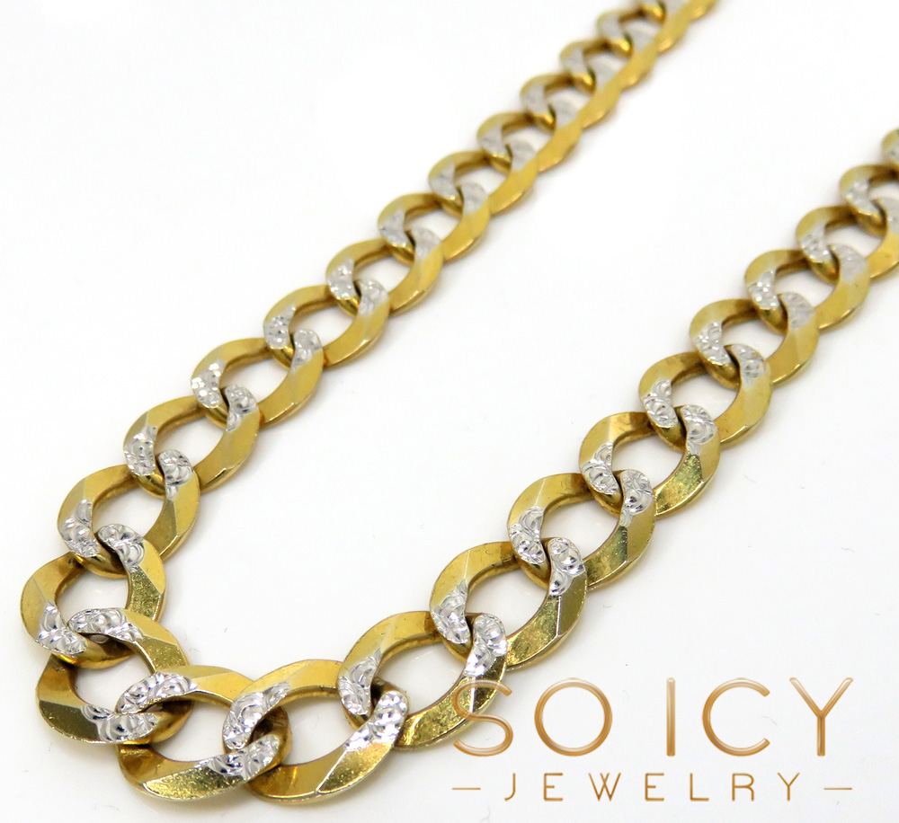 10k yellow gold diamond cut cuban chain 22-36 inch 10mm