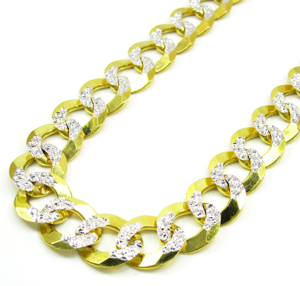 10k yellow gold diamond cut cuban chain 20-30 inch 11.5mm