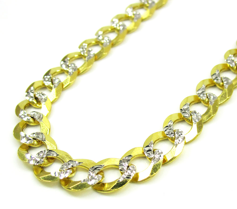 10k yellow gold diamond cut cuban chain 20-34 inch 7mm