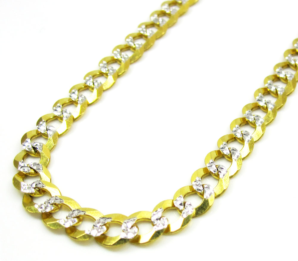 10k yellow gold solid diamond cut cuban chain 18-40 inch 5.7mm