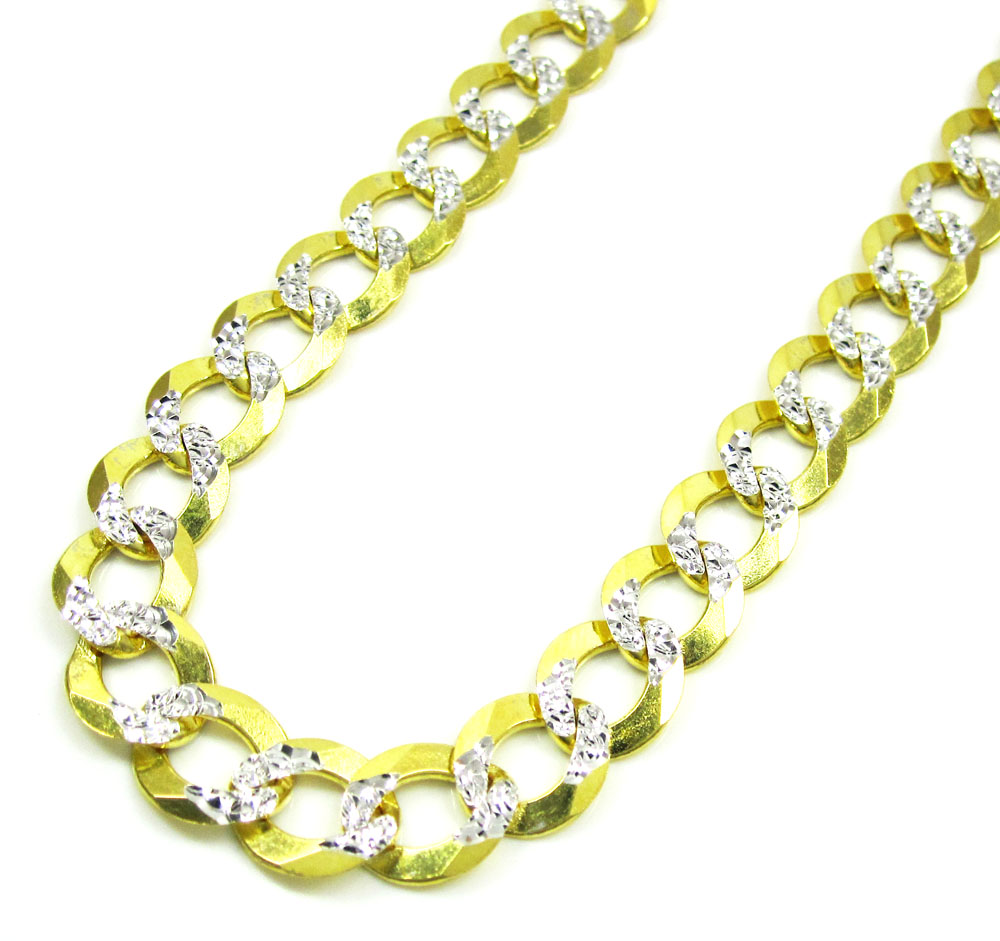 10k yellow gold diamond cut cuban chain 20-30 inch 8.5mm
