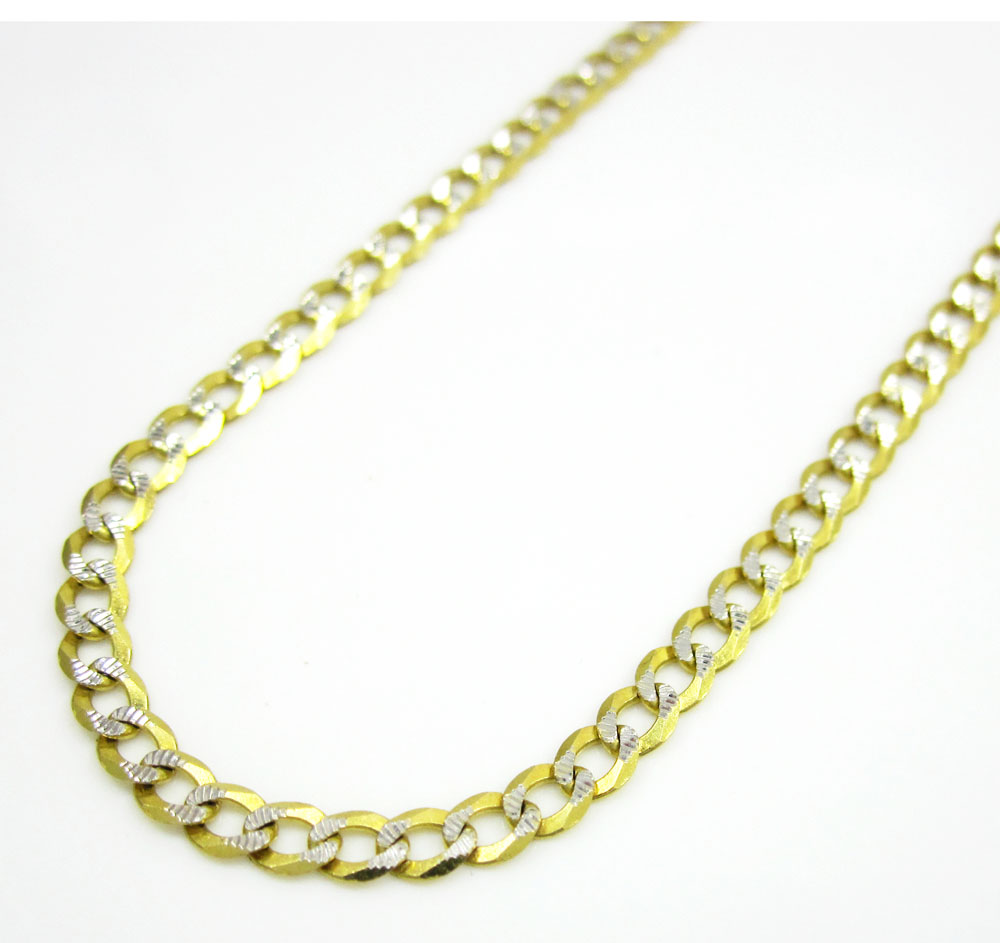 10k yellow gold diamond cut cuban skinny chain 16-36 inch 2.6mm