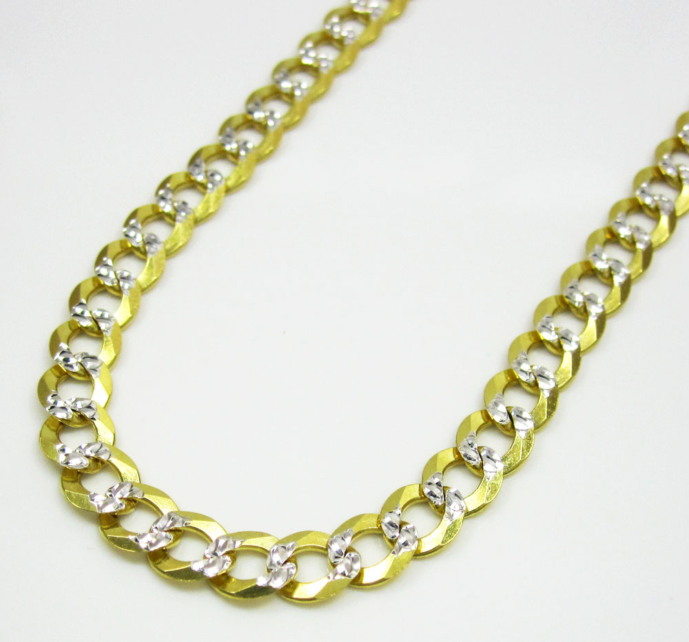 10k yellow gold diamond cut cuban chain 18-26