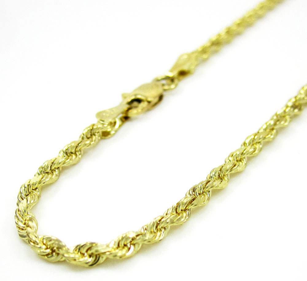 10k yellow gold solid rope bracelet 8 inch 2.25mm