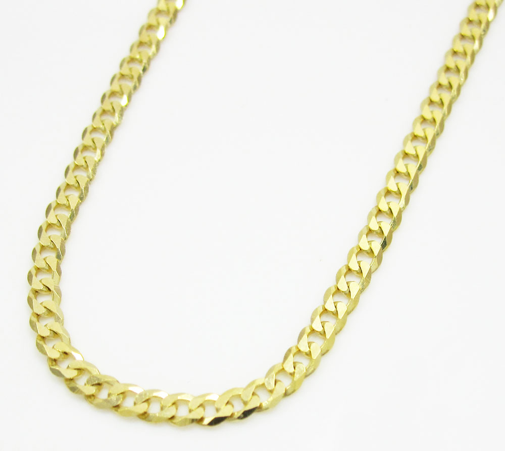 10k yellow gold skinny cuban chain 16-26 inch 2.5mm
