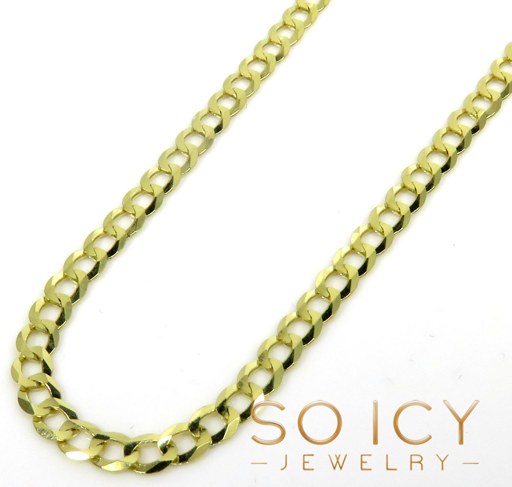 10k yellow gold skinny cuban chain 16-30