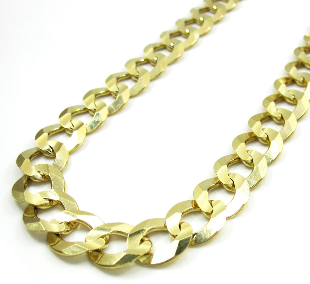 10k yellow gold thick cuban chain 18-40 inch 10mm