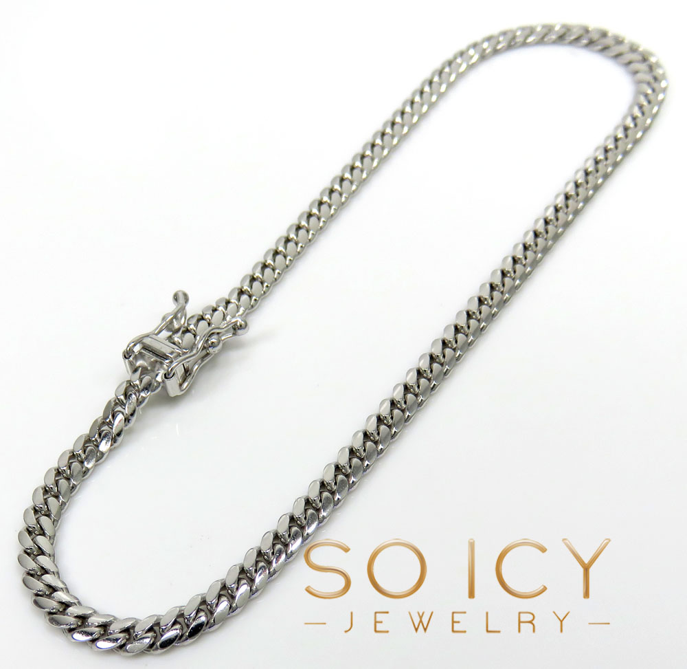10k white gold miami bracelet 8.25 inch 3.30mm 
