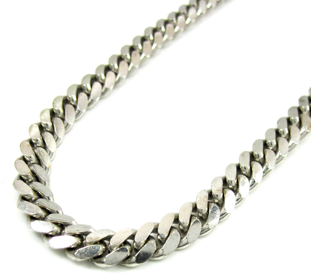 10k white gold solid miami bracelet 8.50 inch 5mm 