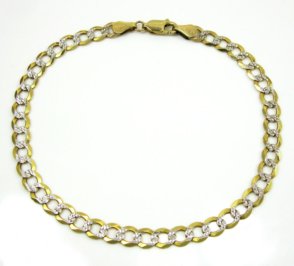 10k yellow gold diamond cut cuban bracelet 8 inch 5mm 