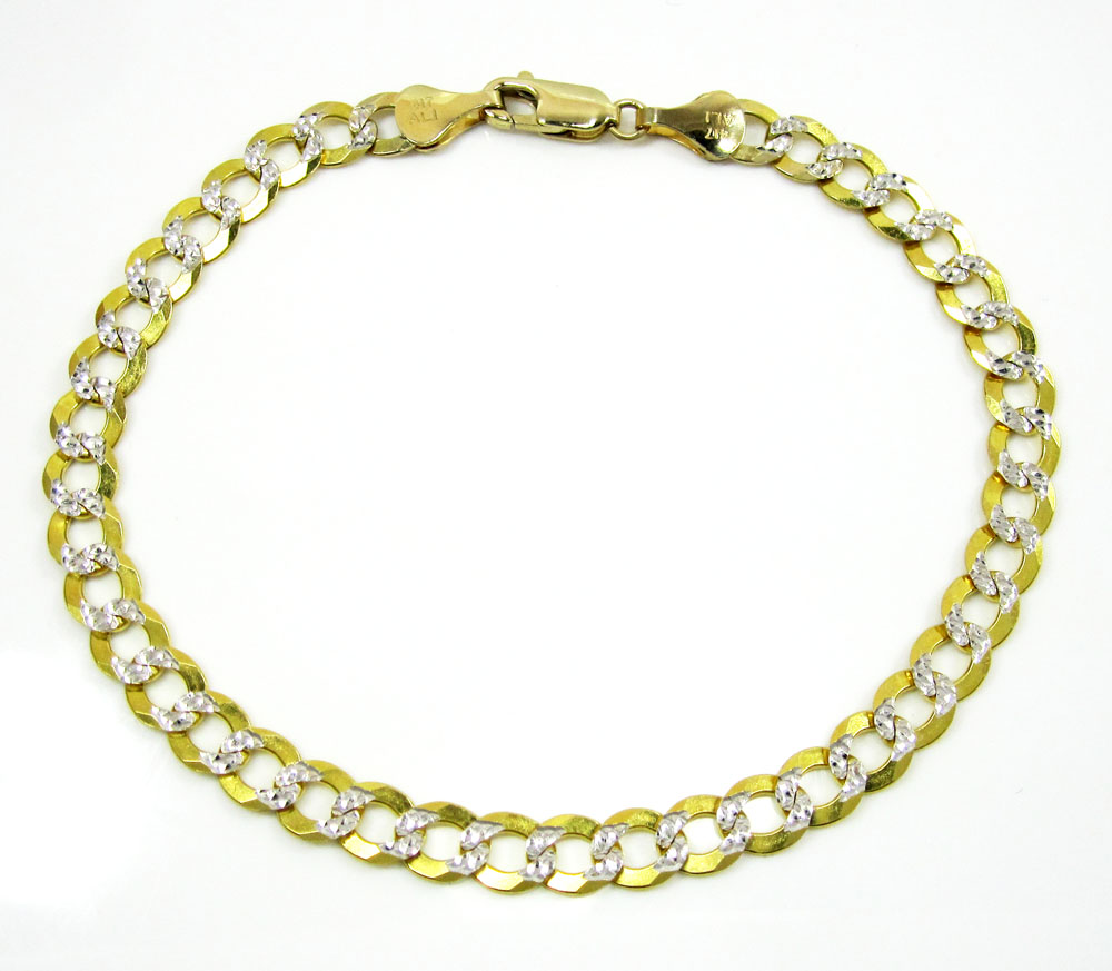10k yellow gold diamond cut cuban bracelet 8.25 inch 5.75mm 