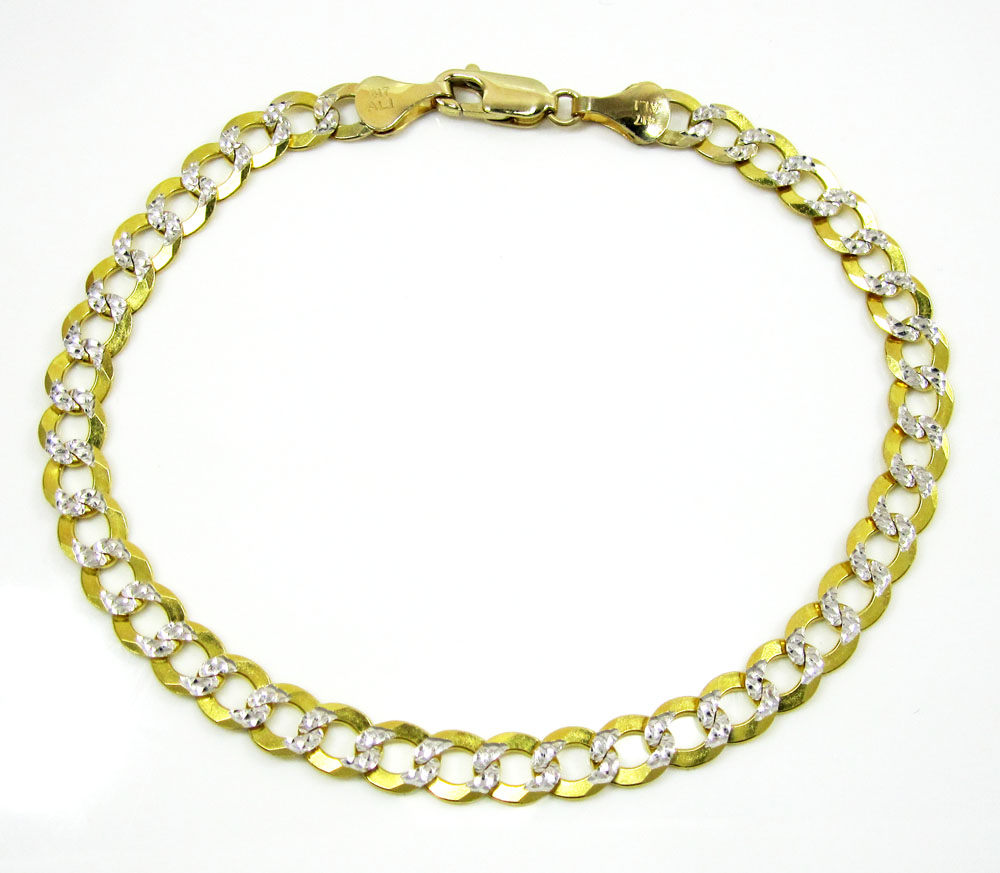 10k yellow gold diamond cut cuban bracelet 8.25 inch 5.75mm