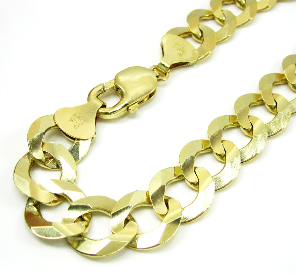 10k yellow gold large cuban bracelet 8.75