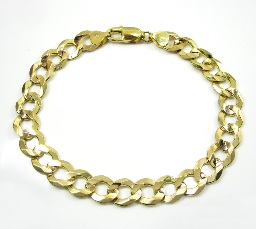 10k yellow gold cuban bracelet 8.50