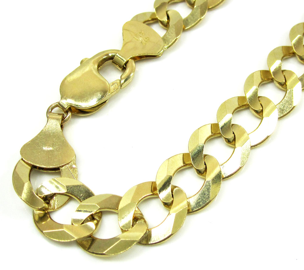 10k yellow gold cuban bracelet 9 inch 11.50mm 