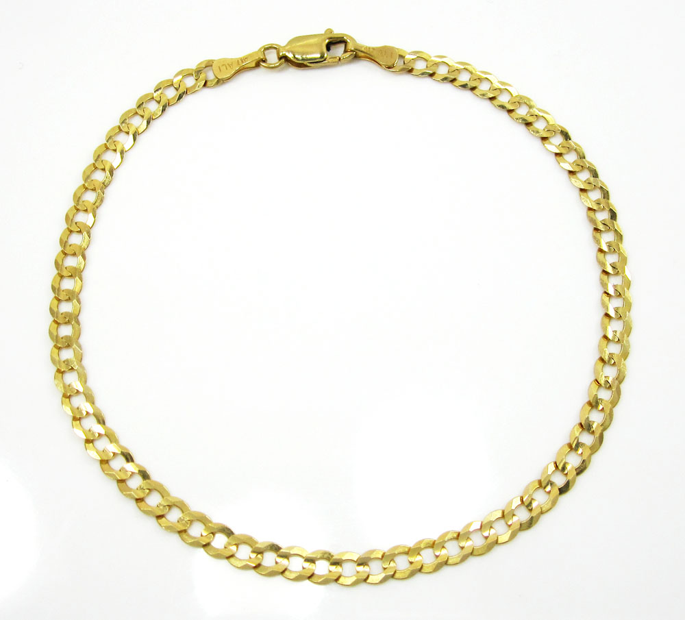 10k yellow gold cuban bracelet 8 inch 3.65mm 