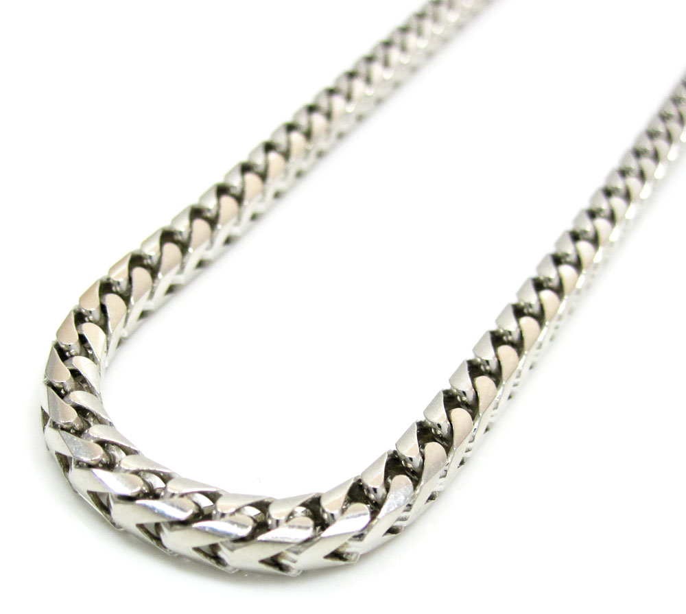 14k white gold solid franco link chain 20-30 inch 3.3mm