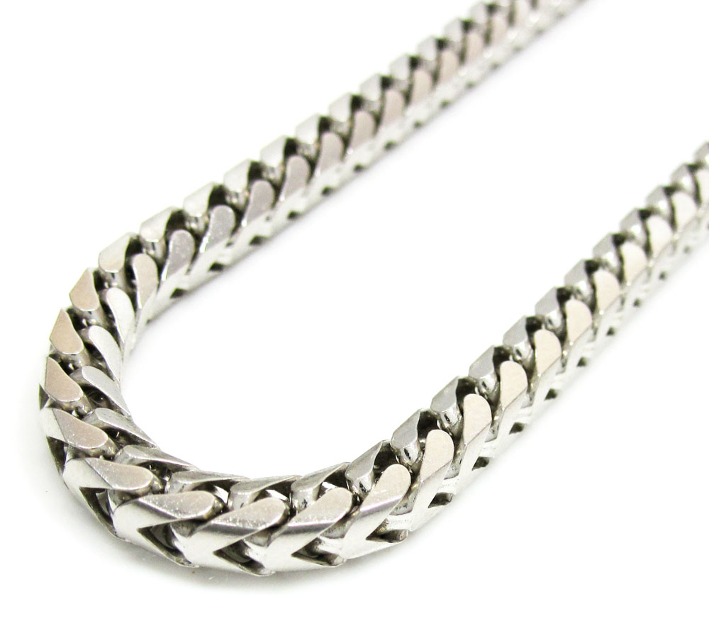 14k white gold solid tight franco link chain 22-40 inch 4.3mm