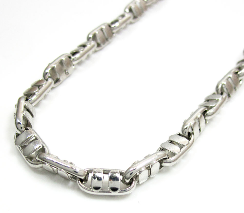 14k white gold fancy anchor link chain 20-24 inch 4.7mm