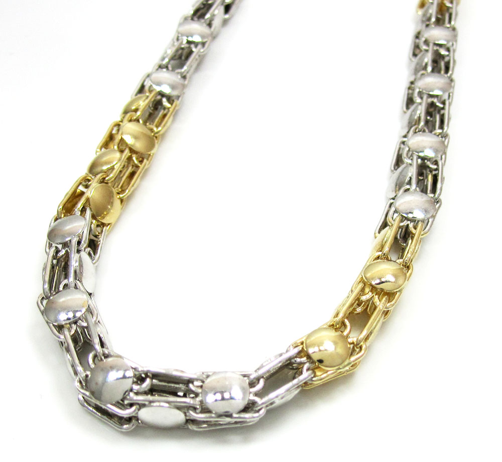 14k two tone gold fancy box link chain 22-26 inch 5.5mm