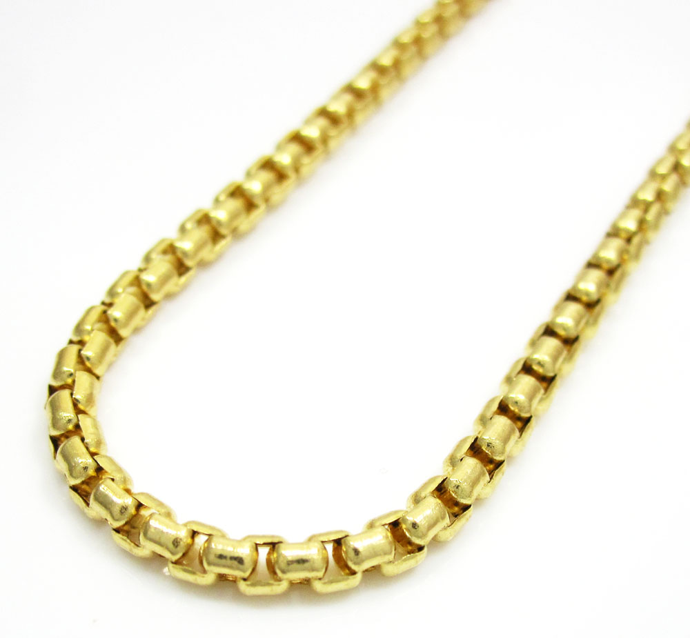 14k yellow gold solid box link chain 16-22 inch 2.5mm