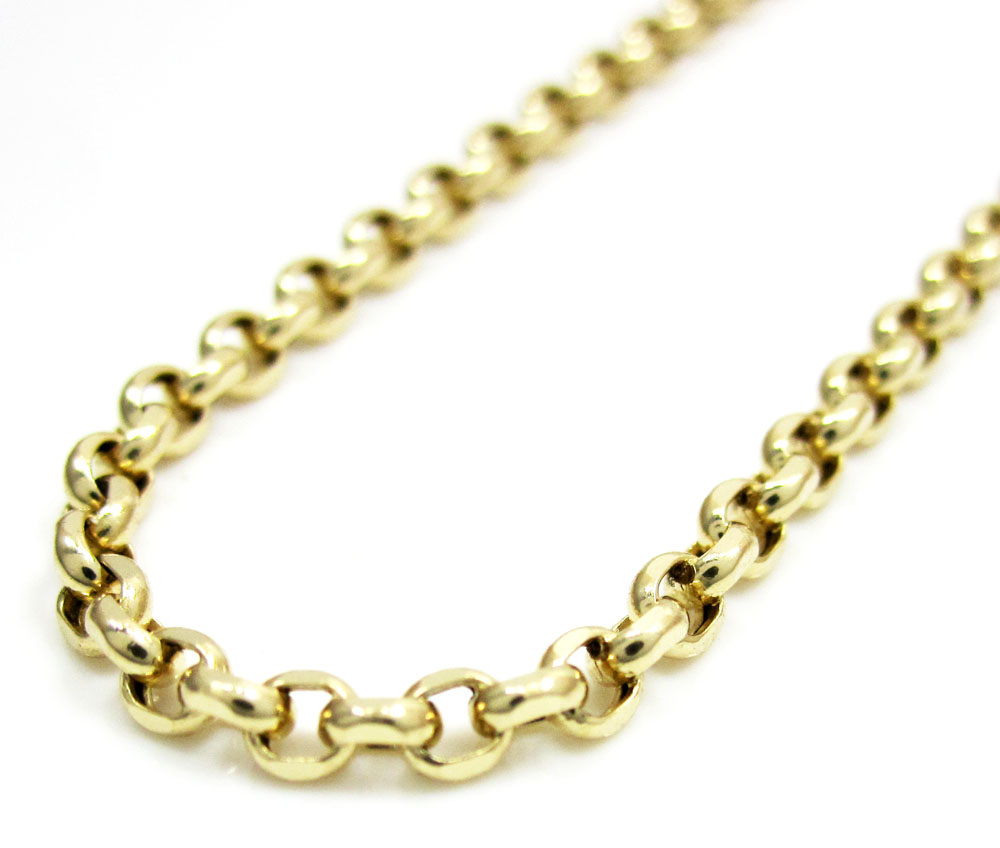 14k yellow gold solid circle link chain 16-30 inch 2.5mm