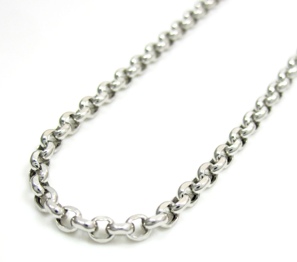 14k white gold solid circle link chain 16-30 inch 2.5mm