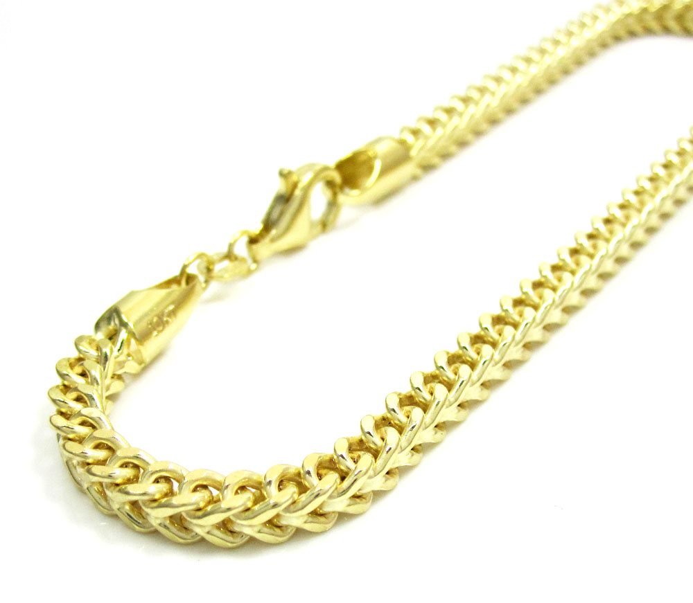 10K Yellow Gold Large Weave Square Fancy Link Box Franco Style 8mm Bracelet  8.5 - JFL Diamonds & Timepieces