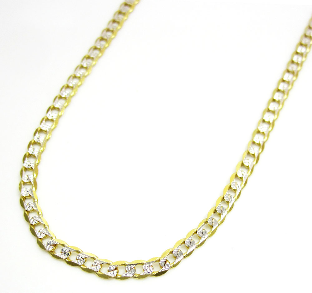 10k yellow gold diamond cut cuban link chain 16-24 inch 2.2mm