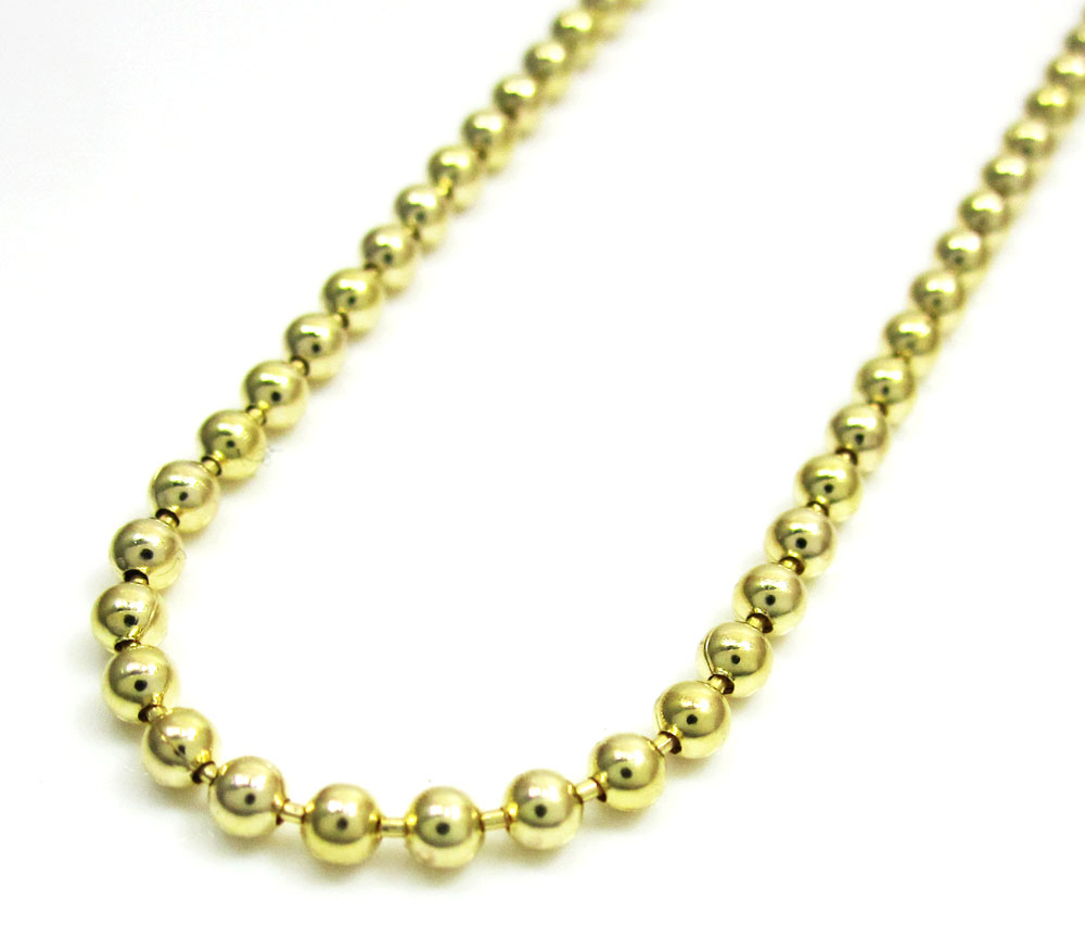10k yellow gold combat ball link chain 20-26 inch 2.2mm