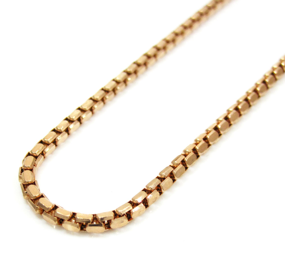 14k rose gold hexagon box link chain 16-30 inch 2.3mm