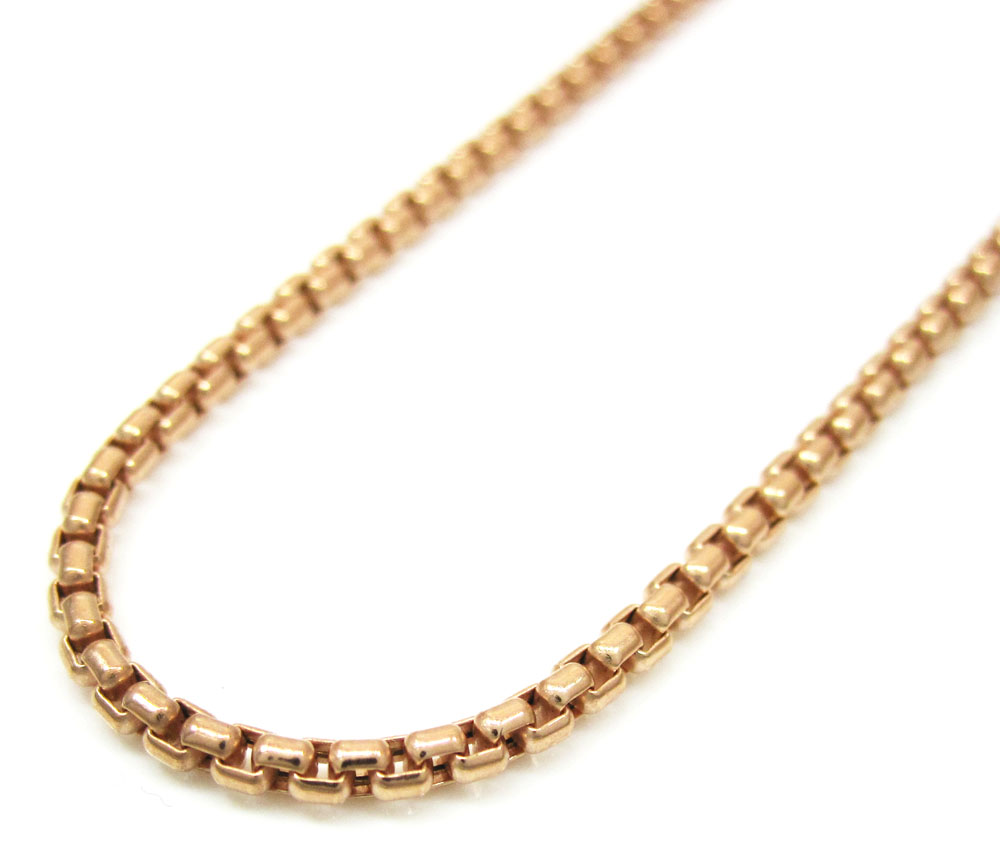 14k Rose Gold Box Link Chain 16-30 Inch 1.8mm