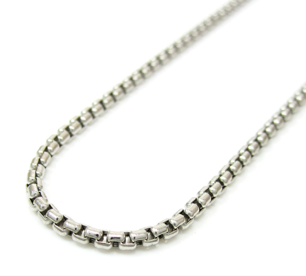 14k white gold box link chain 16-30 inch 1.8mm