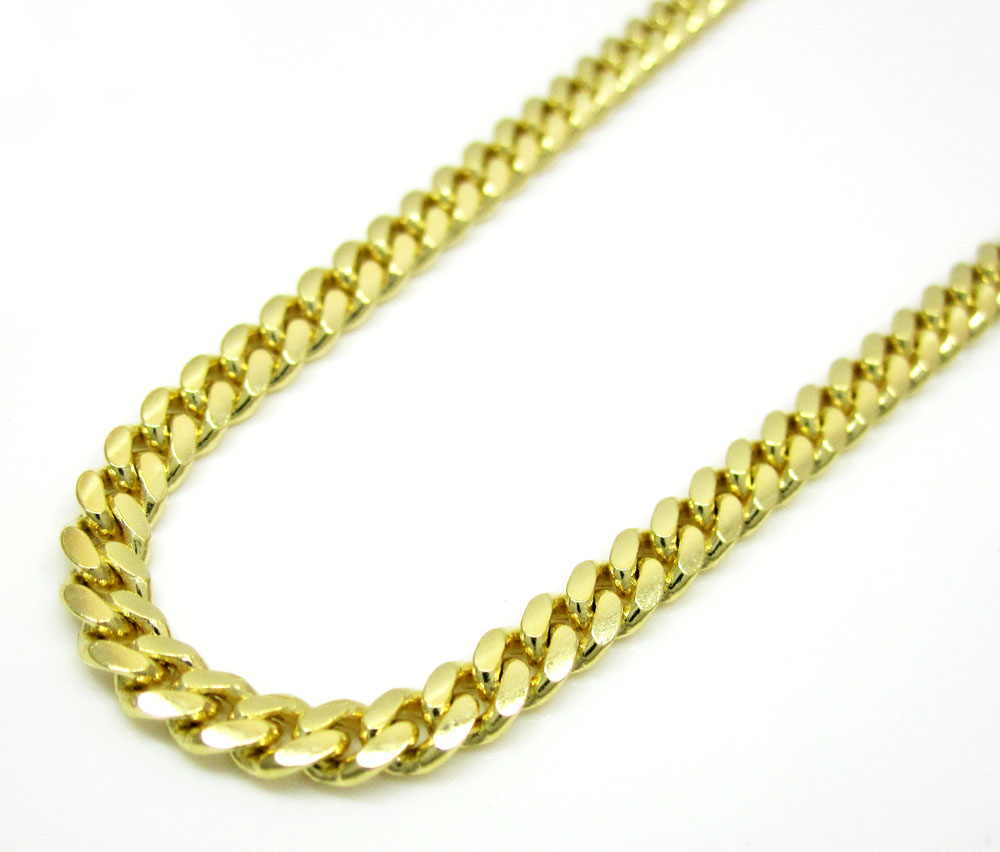 14k yellow gold solid tight miami link chain 16-26 inch 3.2mm