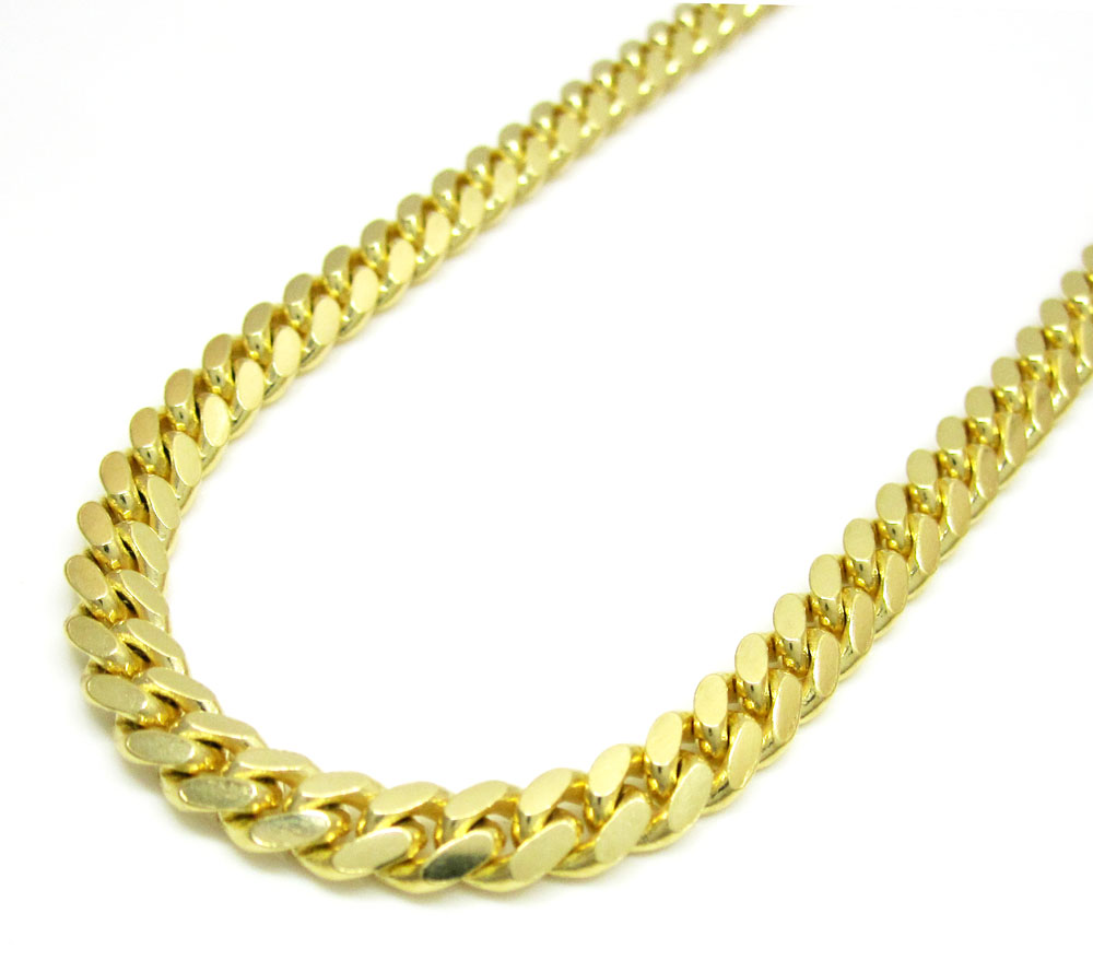 14k yellow gold solid tight miami link chain 18-26 inch 5mm
