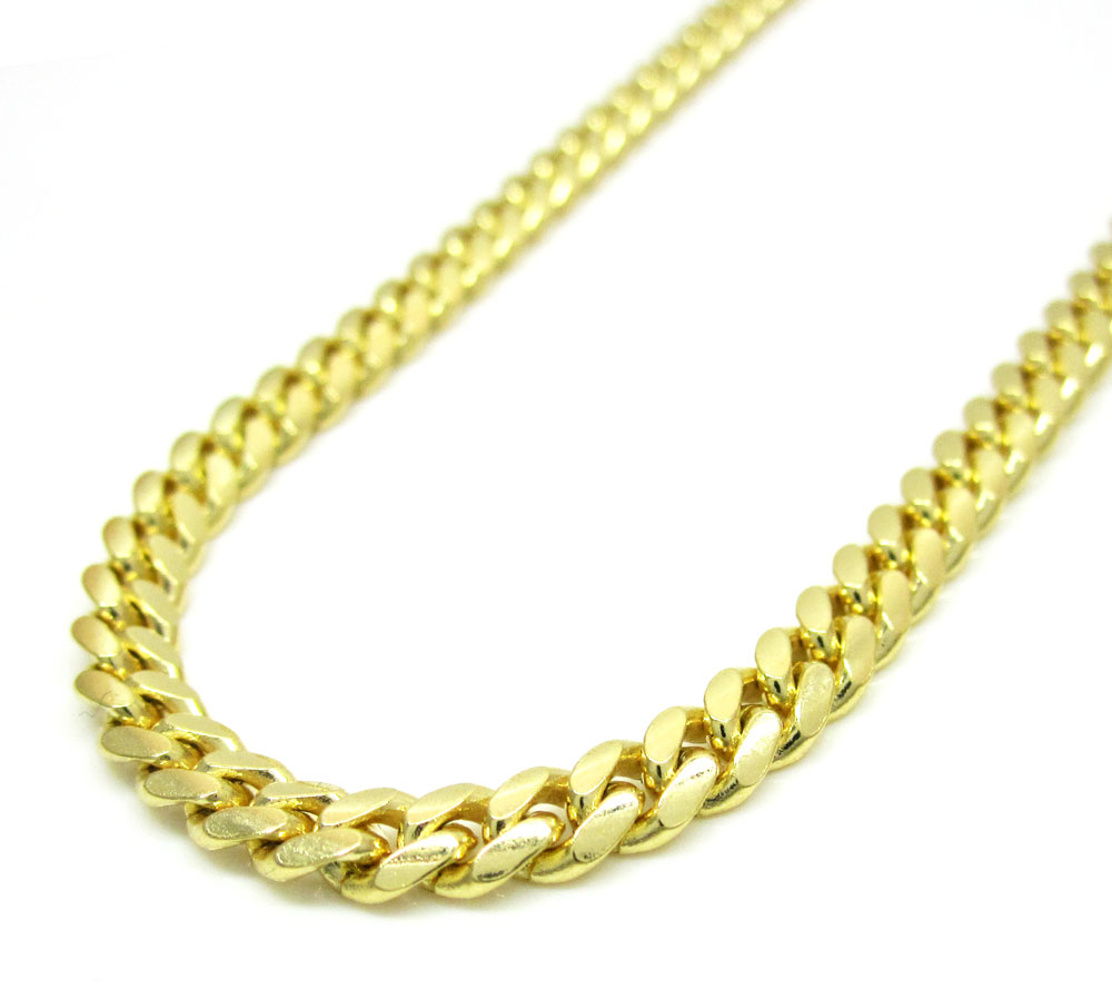 14k yellow gold solid tight miami link chain 18-24 inch 3.8mm