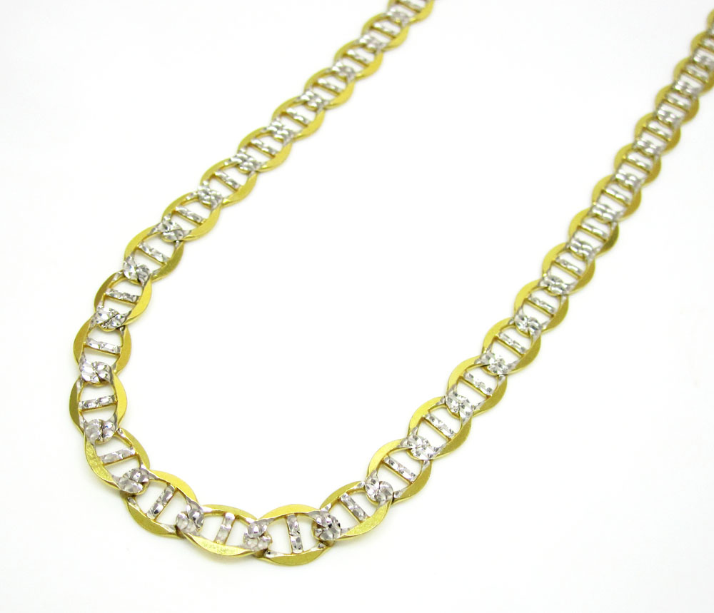 10k yellow gold solid diamond cut mariner link chain 20-36 inch 5.2mm