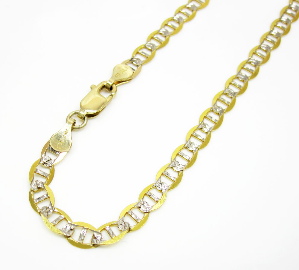 10k yellow gold solid diamond cut mariner bracelet 8.50 inch 4.2mm